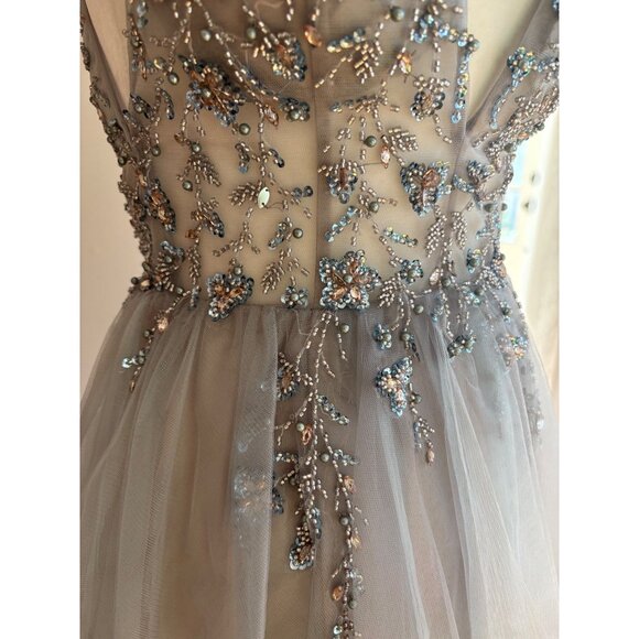 Andrea & Leo Couture A0672 NWT Smoky Blue Embellished Tulle Prom Ball Gown Sz 4 - Picture 7 of 16